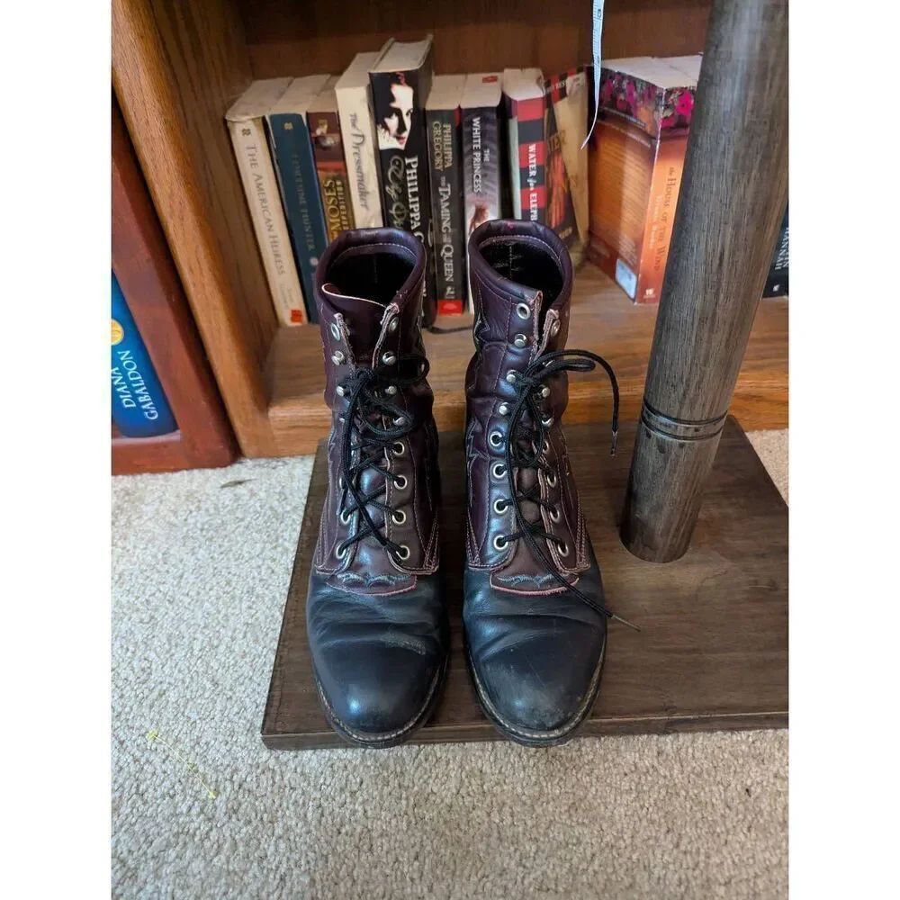 Laredo Women’s Size 8.5 Express Rider Brown Black Western Leather Cowboy Boots